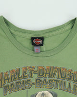Vintage Harley Davidson Women's Khaki Paris France Pug Rider Crewneck T-Shirt - XS