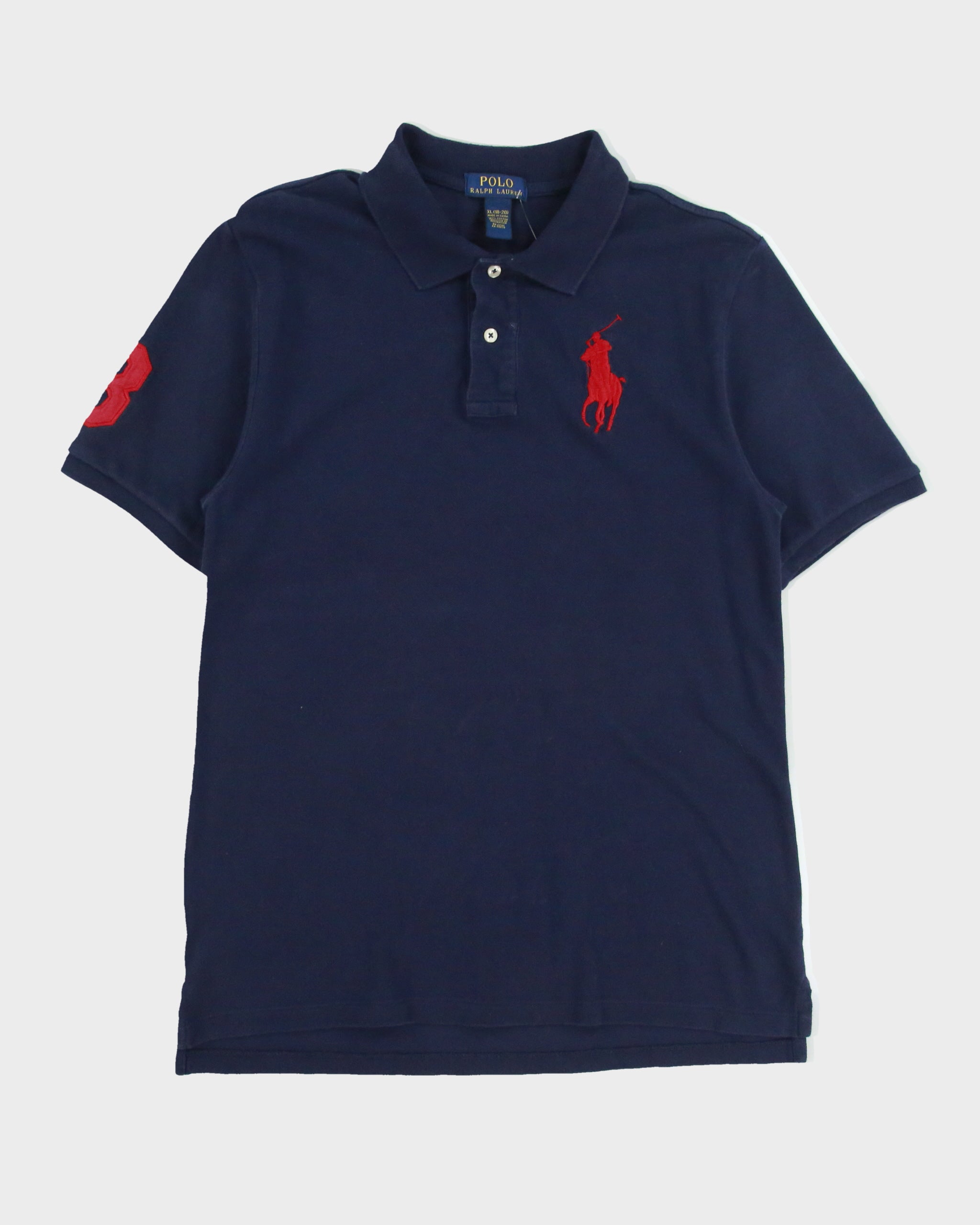 Vintage Polo Ralph Lauren Navy Women's Big Pony Short Sleeve Polo Shirt - XL