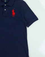 Vintage Polo Ralph Lauren Navy Women's Big Pony Short Sleeve Polo Shirt - XL