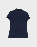 Vintage Lacoste Women's Navy Croc Pique Slim Fit Short Sleeve Polo Shirt - XS