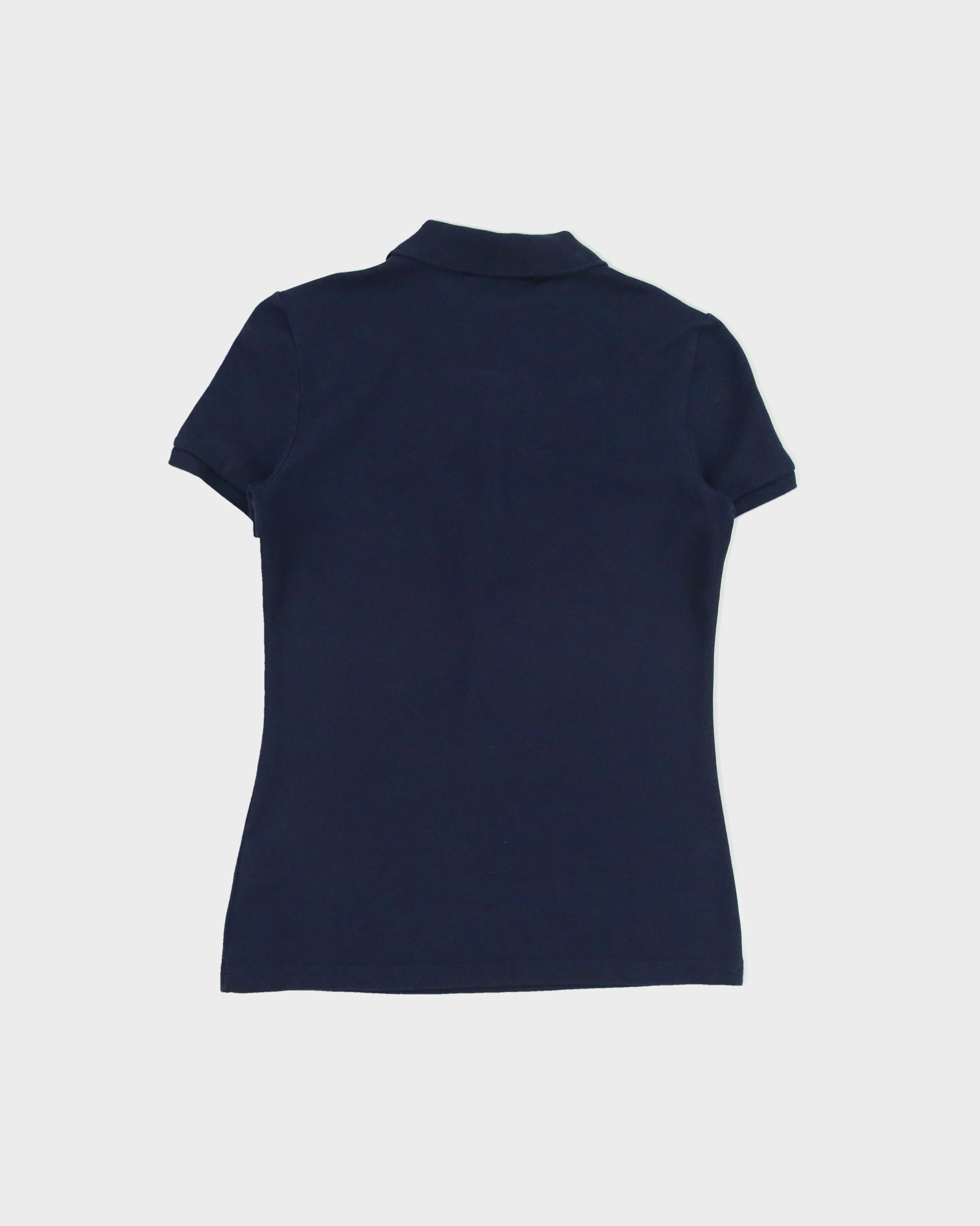 Vintage Lacoste Women's Navy Croc Pique Slim Fit Short Sleeve Polo Shirt - XS