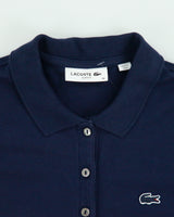 Vintage Lacoste Women's Navy Croc Pique Slim Fit Short Sleeve Polo Shirt - XS