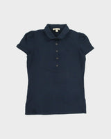 Vintage Y2K 00s Burberry Brit Women's Navy Nova Check Placket Short Sleeve Polo Shirt - M