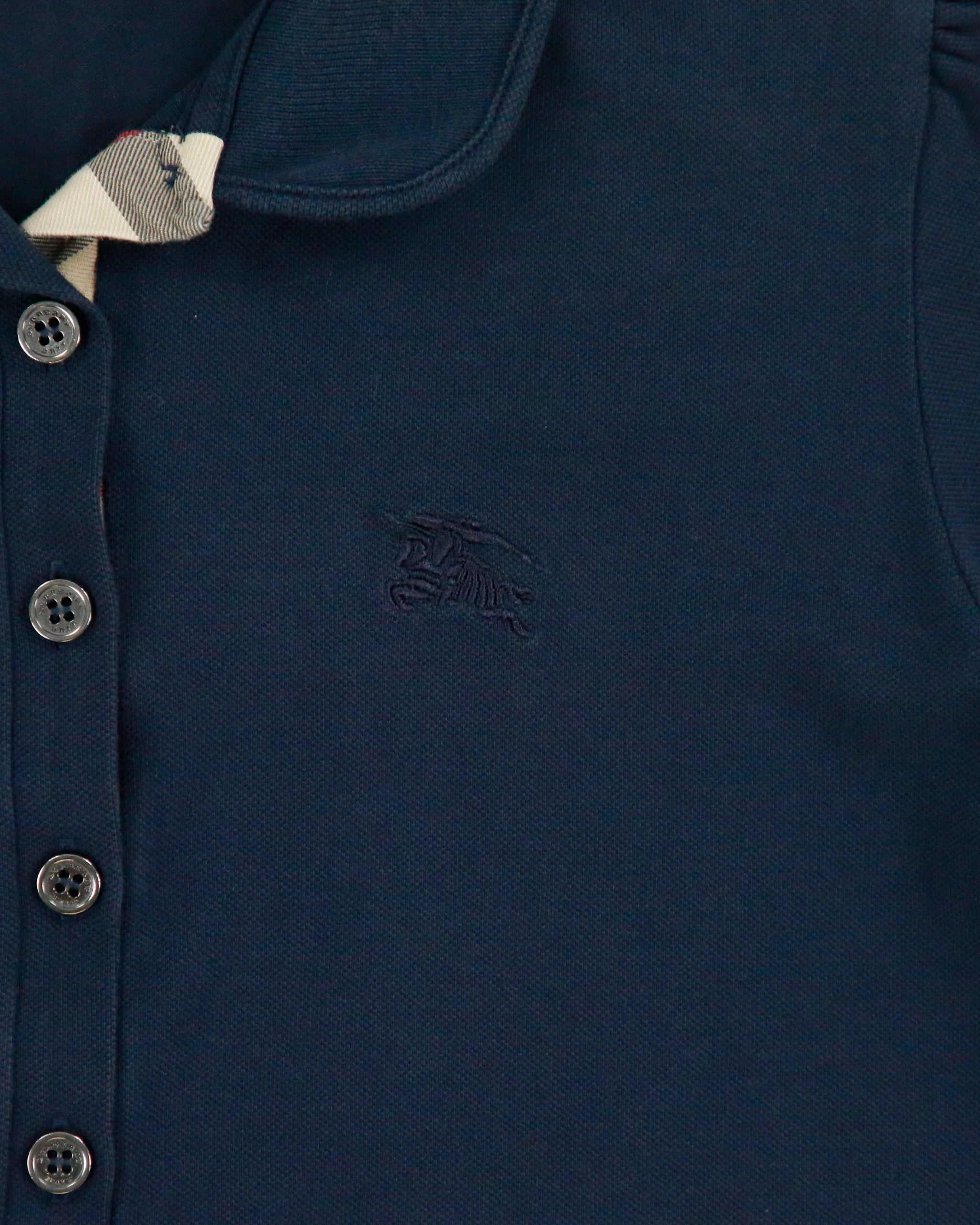 Vintage Y2K 00s Burberry Brit Women's Navy Nova Check Placket Short Sleeve Polo Shirt - M