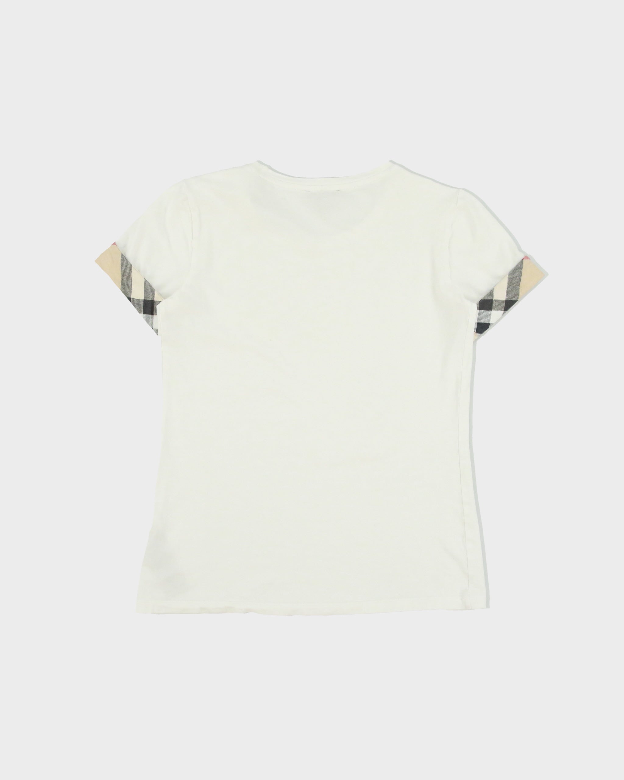 Vintage Y2K 00s Burberry Brit Women's Nova Check Cuff Crewneck T-Shirt - XS