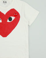 Comme des Garçons PLAY Women's Double Peeping Heart Heavyweight Single Stitch Crewneck Baby T-Shirt - M