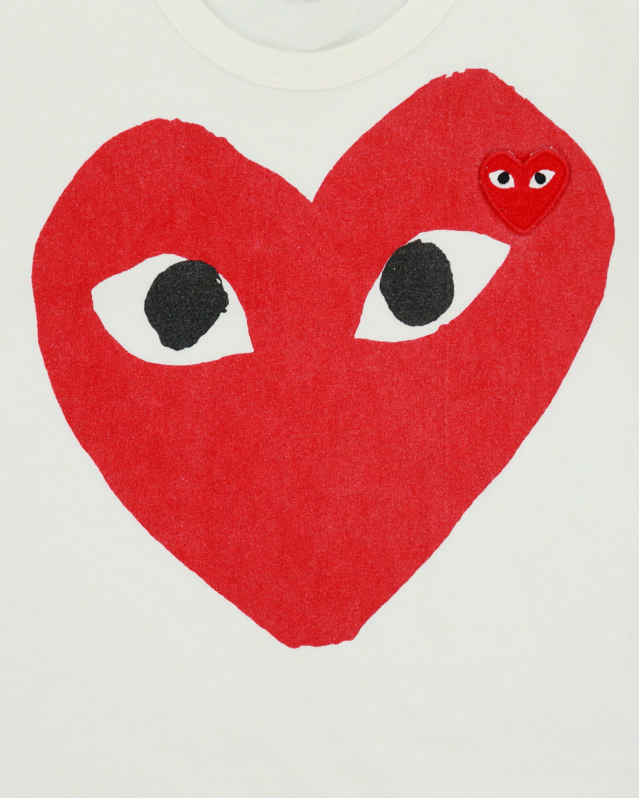 Comme des Garçons PLAY Women's Double Peeping Heart Heavyweight Single Stitch Crewneck Baby T-Shirt - M