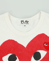Comme des Garçons PLAY Women's Double Peeping Heart Heavyweight Single Stitch Crewneck Baby T-Shirt - M