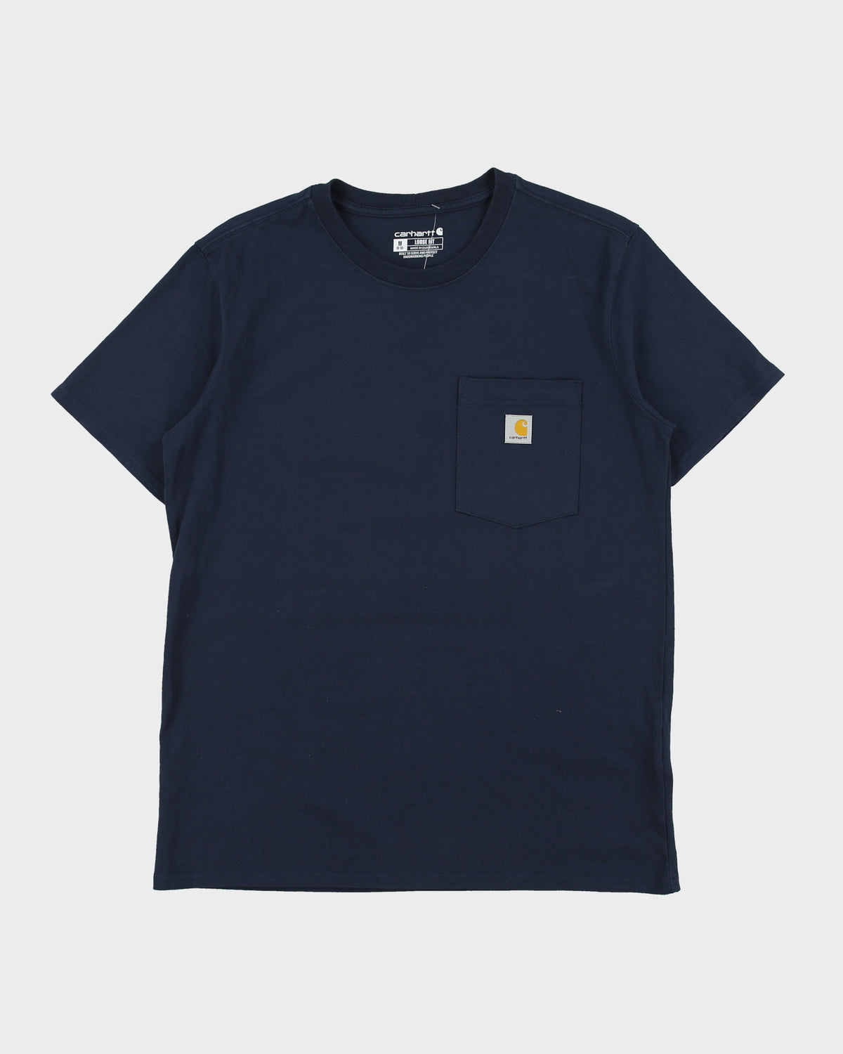 Vintage Carhartt Women's Navy Heavyweight Loose Fit Crewneck Pocket T-Shirt - M