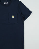 Vintage Carhartt Women's Navy Heavyweight Loose Fit Crewneck Pocket T-Shirt - M