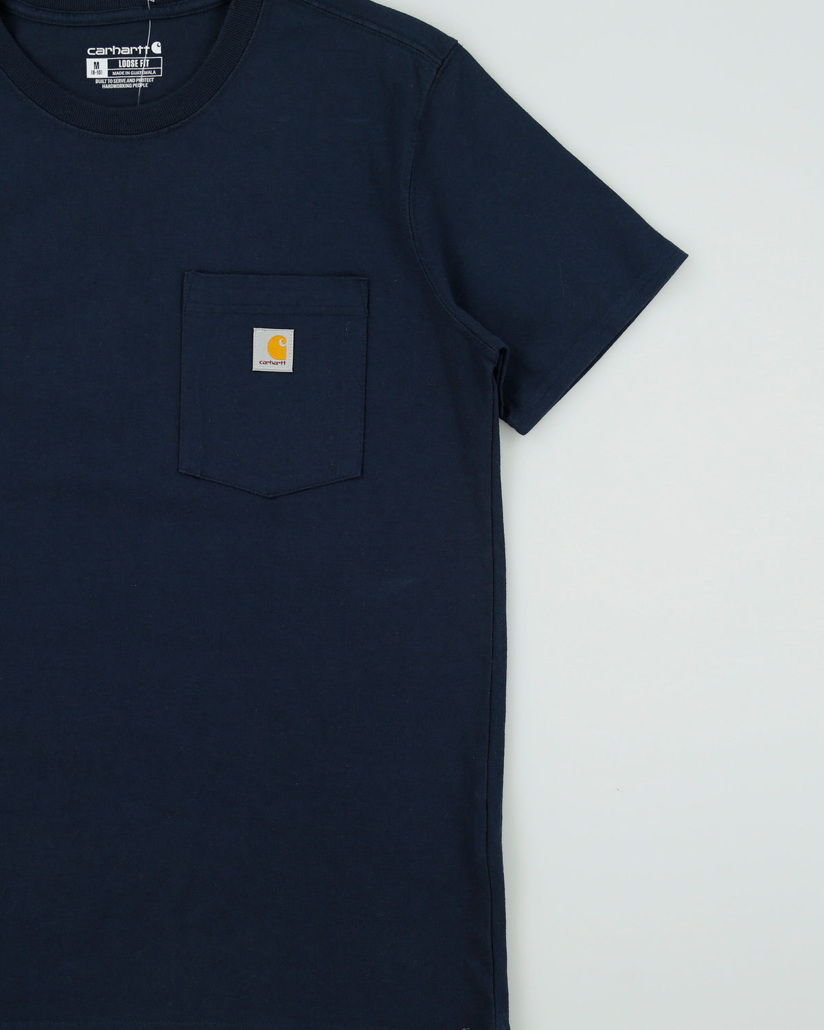 Vintage Carhartt Women's Navy Heavyweight Loose Fit Crewneck Pocket T-Shirt - M