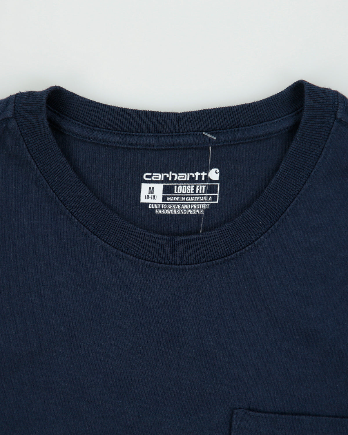 Vintage Carhartt Women's Navy Heavyweight Loose Fit Crewneck Pocket T-Shirt - M