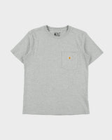 Vintage Carhartt Women's Grey Marl Heavyweight Loose Fit Crewneck Pocket T-Shirt - S
