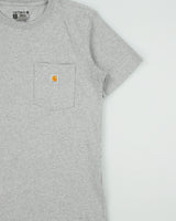 Vintage Carhartt Women's Grey Marl Heavyweight Loose Fit Crewneck Pocket T-Shirt - S