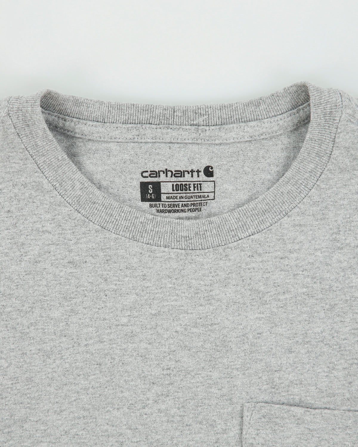 Vintage Carhartt Women's Grey Marl Heavyweight Loose Fit Crewneck Pocket T-Shirt - S