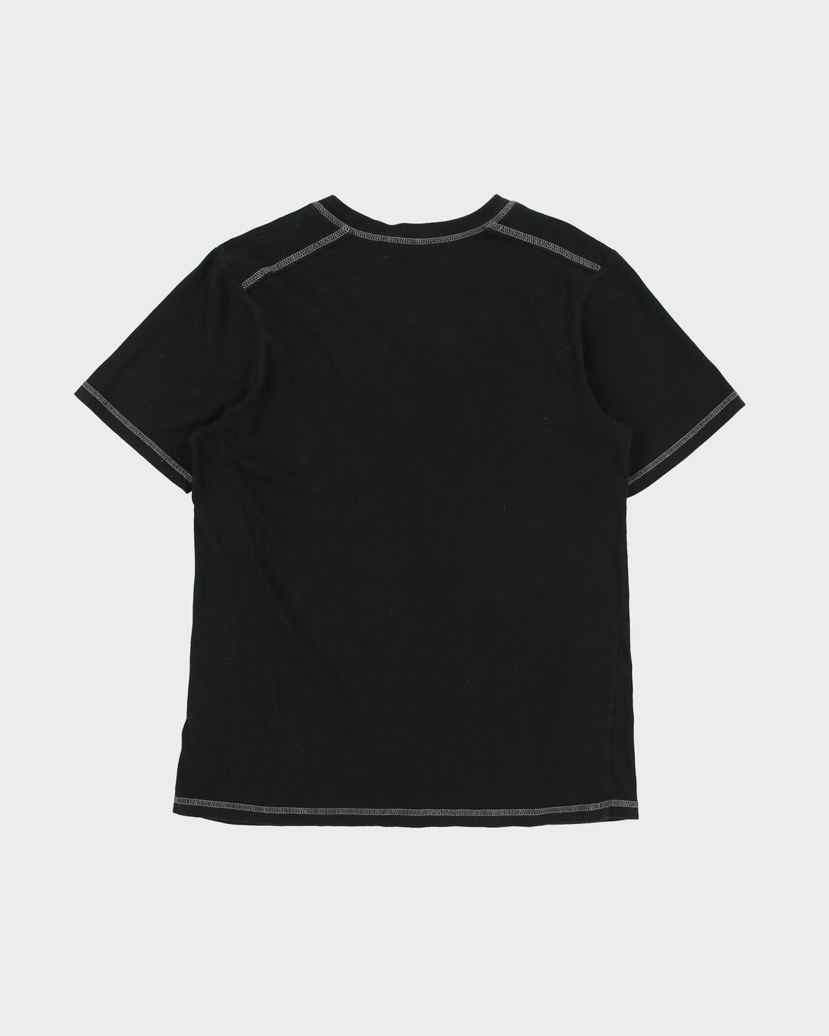 Vintage Y2K 00s Guess Women's Embroidered Contrast Stitch Notched Neck T-Shirt - L