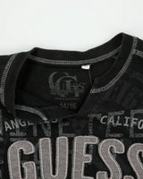 Vintage Y2K 00s Guess Women's Embroidered Contrast Stitch Notched Neck T-Shirt - L