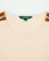 Vintage Lauren Ralph Lauren LRL Women's Zip Shoulder Long Sleeve Crewneck T-Shirt - L