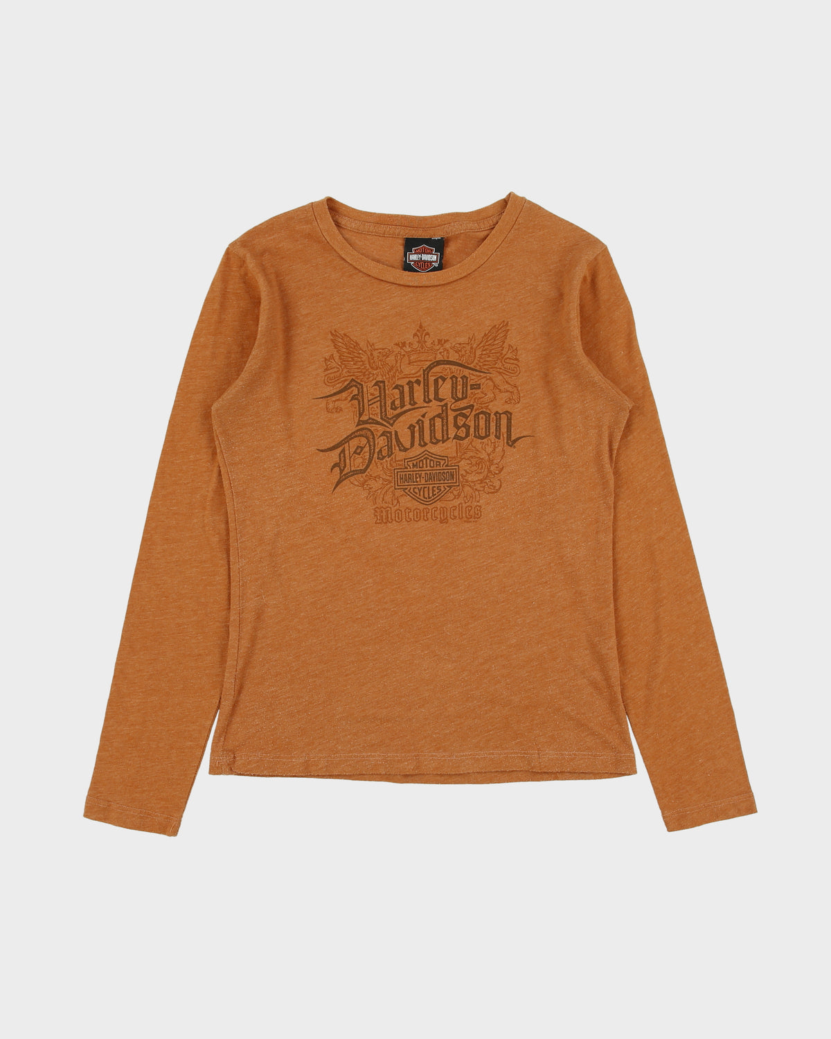 Vintage 2007 Y2K Harley Davidson Gasoline Alley Red Deer Alberta Women's Made In USA Long Sleeve Crewneck T-Shirt - M