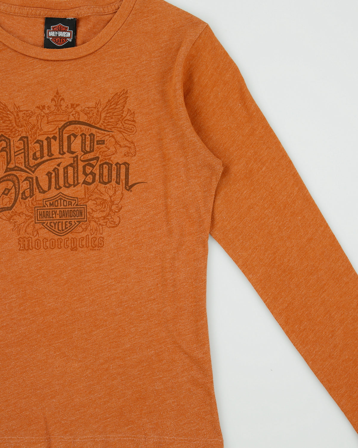 Vintage 2007 Y2K Harley Davidson Gasoline Alley Red Deer Alberta Women's Made In USA Long Sleeve Crewneck T-Shirt - M