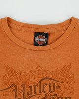 Vintage 2007 Y2K Harley Davidson Gasoline Alley Red Deer Alberta Women's Made In USA Long Sleeve Crewneck T-Shirt - M
