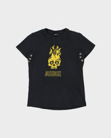 Vintage Diesel Women's Flaming Skull Crewneck Baby T-Shirt - XS