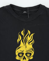 Vintage Diesel Women's Flaming Skull Crewneck Baby T-Shirt - XS