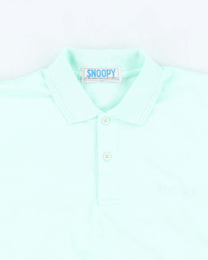Vintage 80's Women's Snoopy Embroidered Ringer Polo Shirt - XS