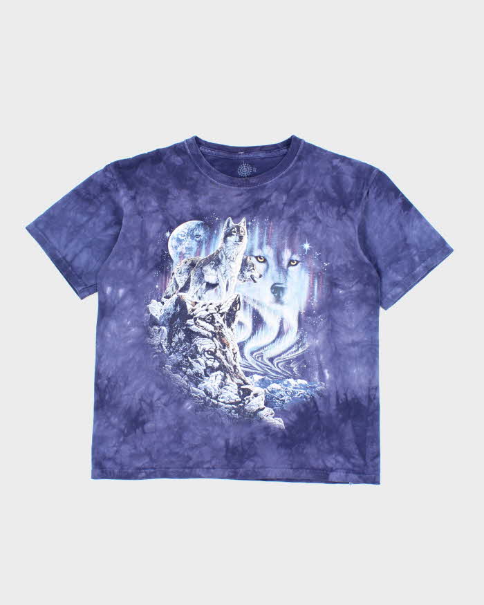 Vintage The Mountain Northern Lights Wolf Graphic T-Shirt - XL
