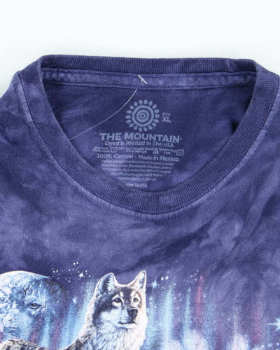 Vintage The Mountain Northern Lights Wolf Graphic T-Shirt - XL