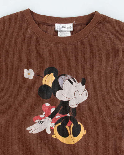 Vintage Y2K Women's Disney Minnie Mouse Waffle Long-sleeved T-Shirt - M