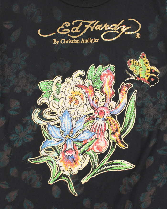 Vintage Y2k 00s Ed Hardy Rhinestone T-shirt - M