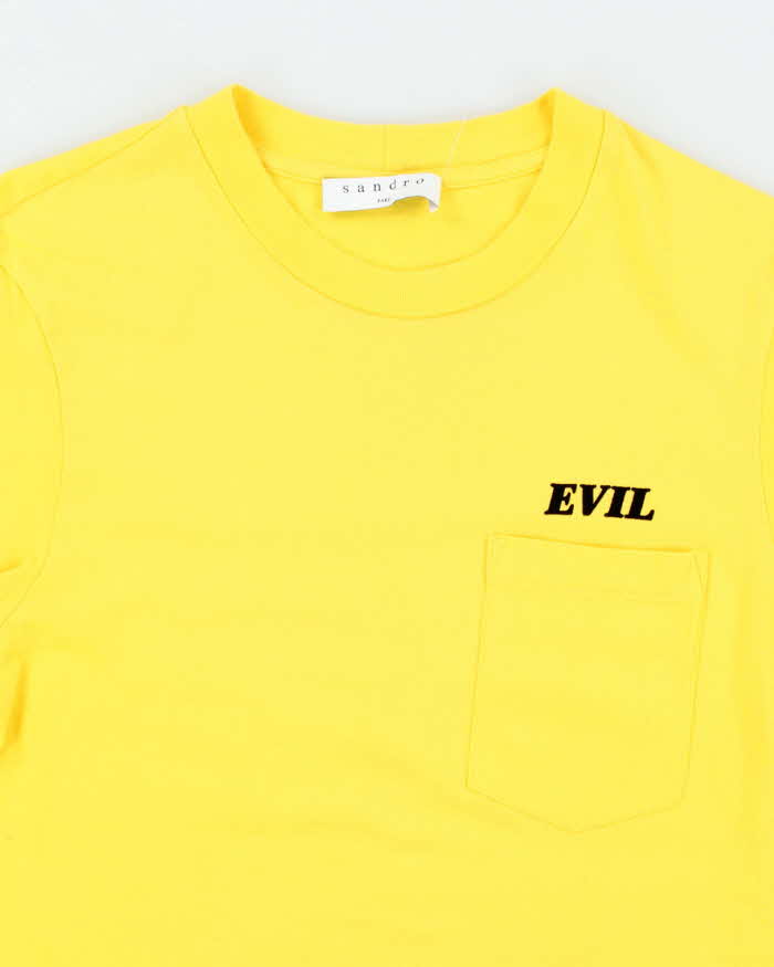 Vintage Sandro Paris Evil Printed Pocket T-Shirt - XS