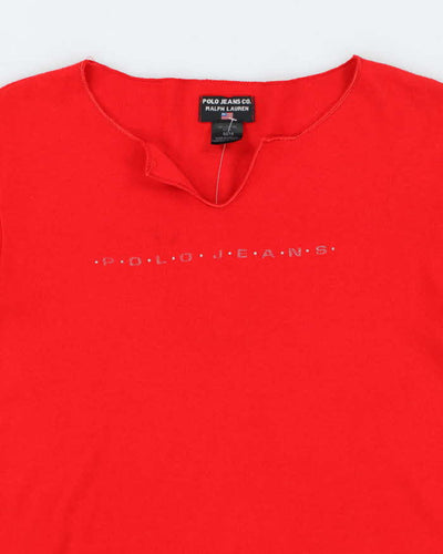 Vintage Y2K Polo Jeans Sequined Spell Out Logo T-Shirt - M