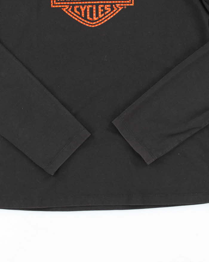 Vintage Y2K Harley Davidson Sequined Logo Long Sleeve T-Shirt - M