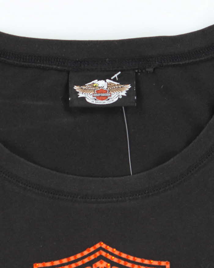 Vintage Y2K Harley Davidson Sequined Logo Long Sleeve T-Shirt - M