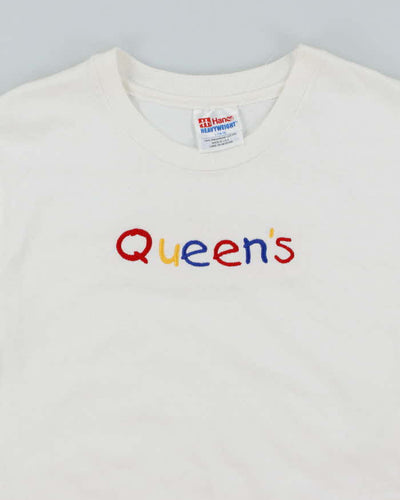 Vintage Y2K Hanes Queens Embroidered Graphic Baby Fit T-Shirt - L