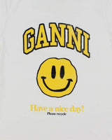 Ganni Have a Nice Day Smiley Face Graphic T-Shirt - M
