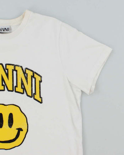 Ganni Have a Nice Day Smiley Face Graphic T-Shirt - M