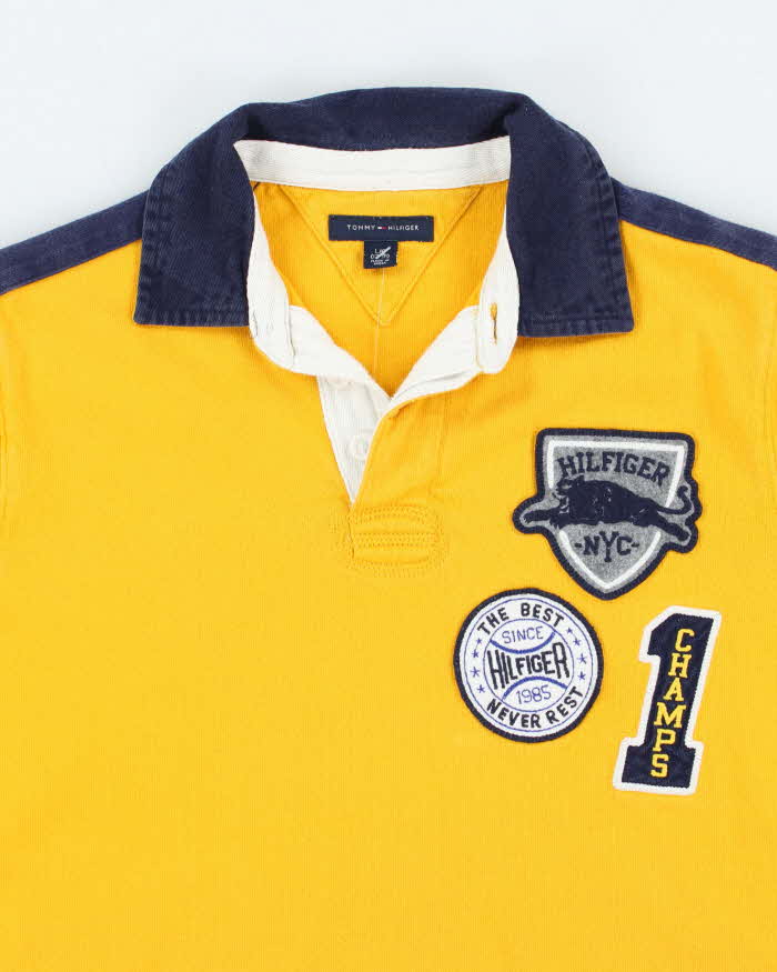 Vintage Y2K Tommy Hilfiger Patched Long Sleeve Polo Shirt - L