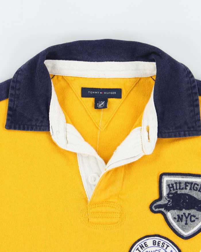 Vintage Y2K Tommy Hilfiger Patched Long Sleeve Polo Shirt - L