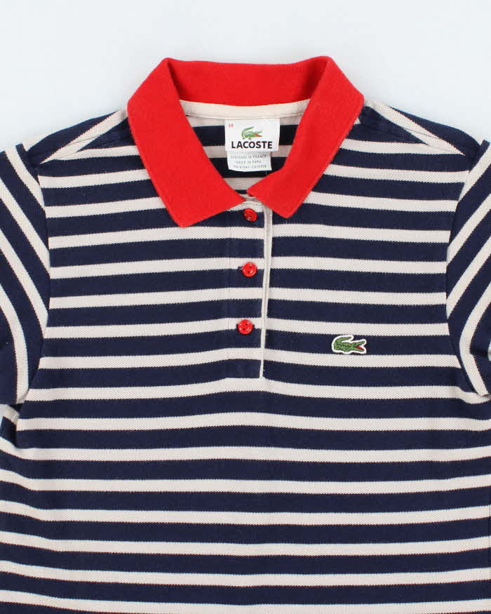 Vintage Y2K Lacoste Striped Baby Fit Polo Shirt - S