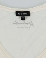 Vintage Y2K Bebe Deep V-Neck Graphic T-Shirt - L