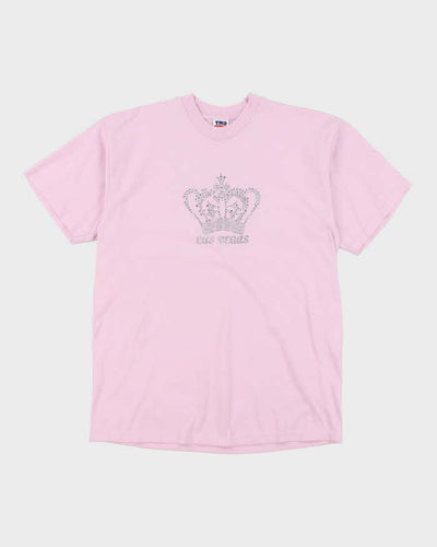 Vintage Y2K Las Vegas Crown Sequined Graphic T-Shirt - L