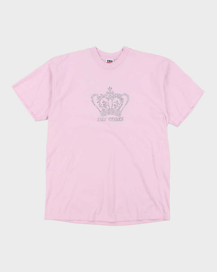 Vintage Y2K Las Vegas Crown Sequined Graphic T-Shirt - L