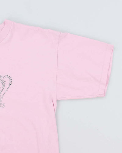 Vintage Y2K Las Vegas Crown Sequined Graphic T-Shirt - L