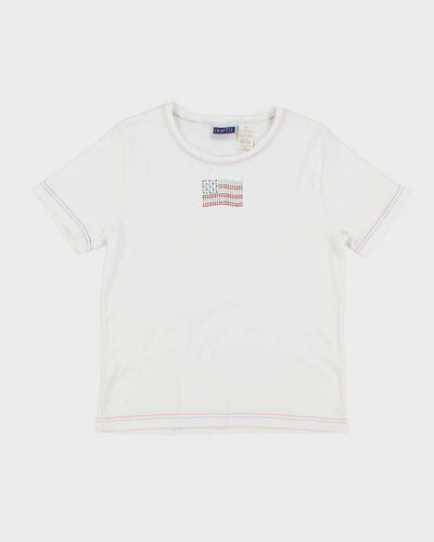 Vintage Y2K Sequined American Flag Graphic T-Shirt - L