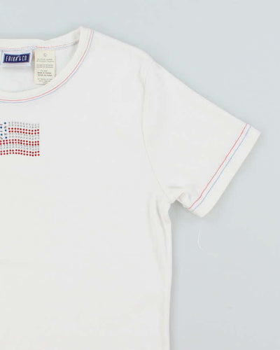 Vintage Y2K Sequined American Flag Graphic T-Shirt - L
