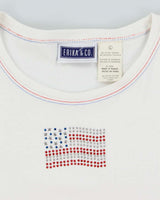 Vintage Y2K Sequined American Flag Graphic T-Shirt - L