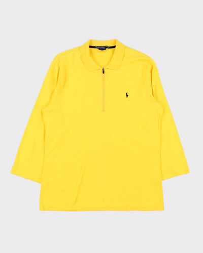 Vintage 90s Ralph Lauren Sport Zip-up Jersey Polo Top - L